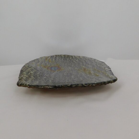 Pomegranate Romos Amber Console Serving Dish Pearlized Gold Glass 14" x 9.5" - Picture 7 of 11